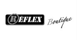 Logo de l'enseigne REFLEX Boutique, affichant le mot REFLEX en blanc sur fond noir avec un 'R' stylisé, suivi de 'Boutique' en écriture cursive.